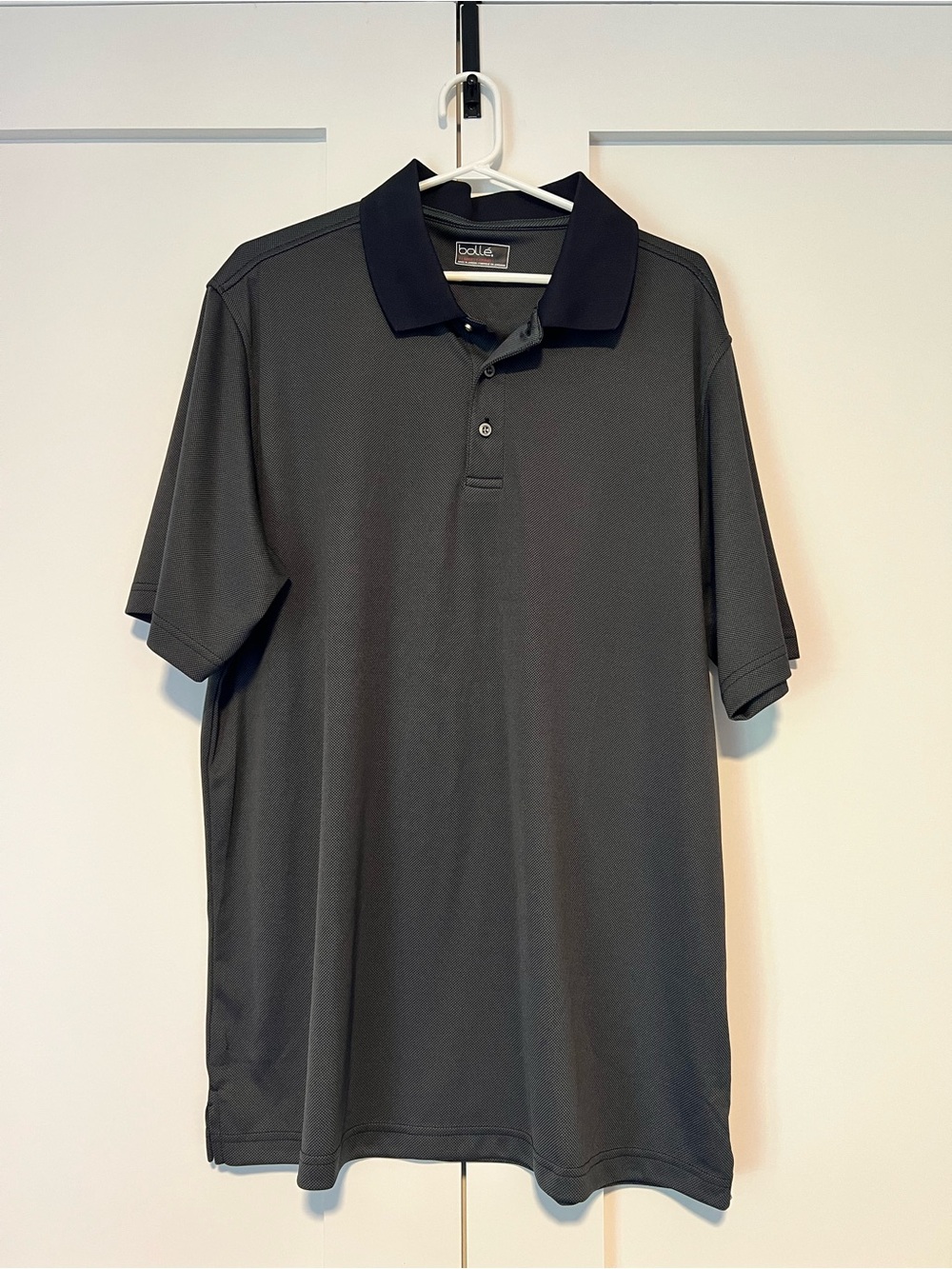 bolle Men's Dark Gray Polo with Black Contrast Collar